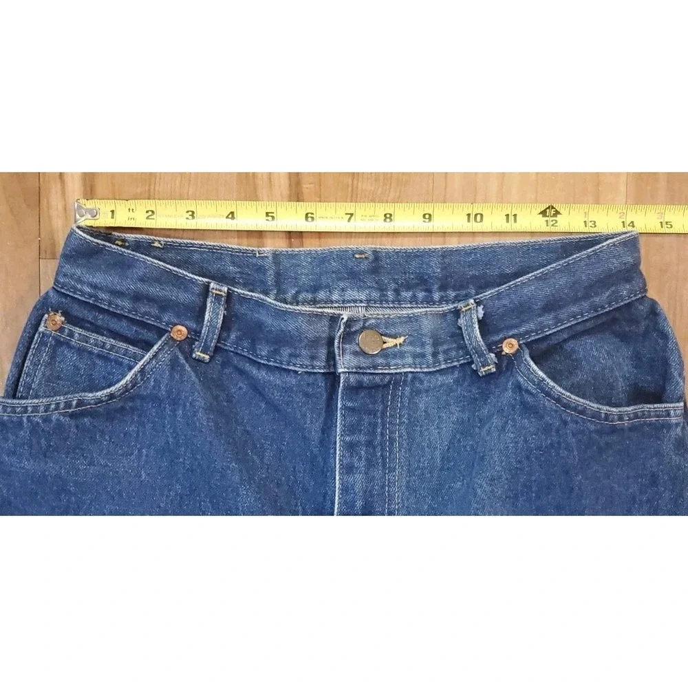 Vintage LEE MR Jeans Womens Size 16 Union Made In USA Blue Denim Straight Leg